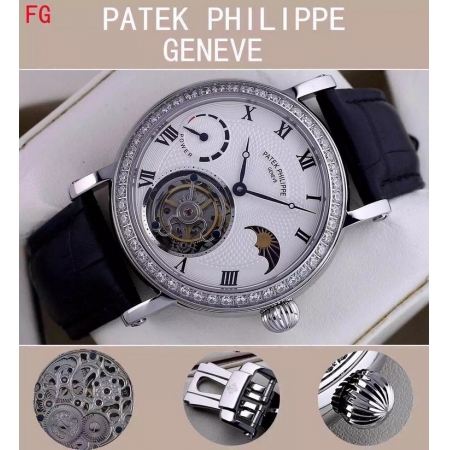 百达翡丽（Patek Philippe）18K白金星辰陀飞轮机械男士手表